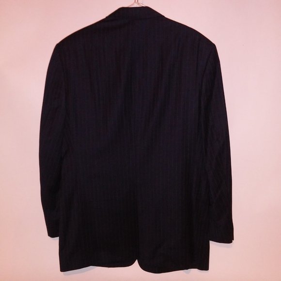 Hart Schaffner Marx Suit Mens 2 Piece 41R Black Pinstripe Long Sleeve Pleated Fr - Picture 9 of 16